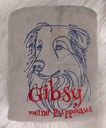 Персоналізована ковдра для собак з вишивкою породи та імені. М'яка ковдра для цуценят та дорослих собак. Підходить для дому, машини та дивану. Розмір 130x170 см, пральна. Бежевий колір.
