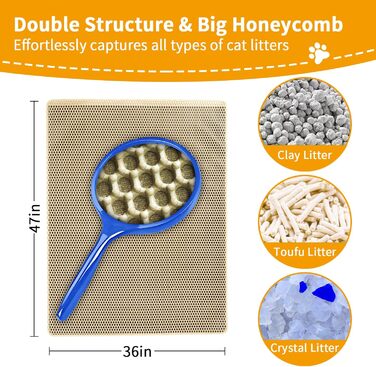 Килимок під лоток для котів, XXL, 119.4 x 91.4 см, вологостійкий, антислизький (Хакі)