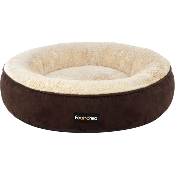 Ліжко для собак та котів Feandrea Donut, діаметр 50 см, коричневе, 50 x 50 x 18 см