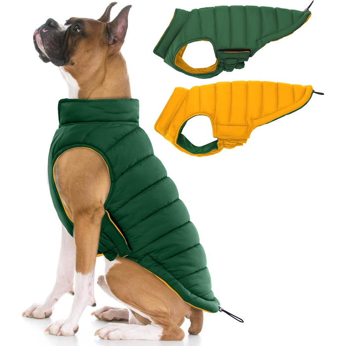 Водонепроникний та вітронепроникний зимовий одяг для собак Lelepet: теплий, легкий, з регульованою застібкою та отвором для повідка. Підходить для чихуахуа, колір зелений, розмір 2XL