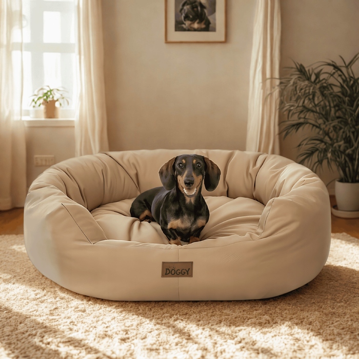 Лежак для собак Doggy, бежевий, 94 см x 75 см