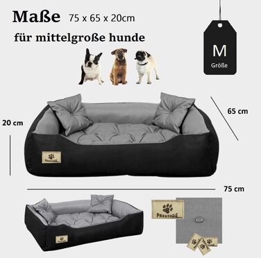 Ортопедичне собаче ліжко середнього розміру з водонепроникним матеріалом, миється, з силіконовою начинкою (сірий, M 75 x 65 см)