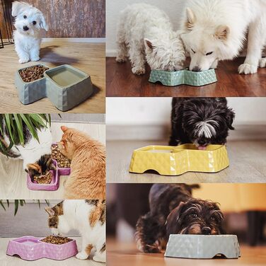 Набір мисок для котів та маленьких собак ne&no® з бамбука, фіолетовий (до 400г корму, 350мл води)