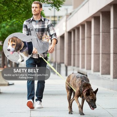 Транспортна сумка для собак та котів з плечовим ременем, для маленьких собак та котів, для подорожей на відкритому повітрі (блакитна, сіра)