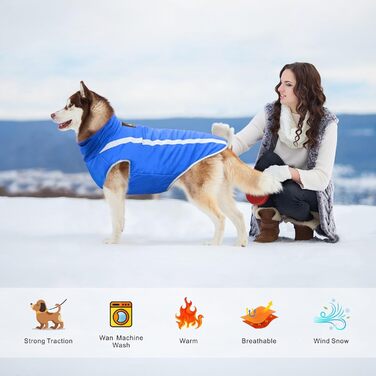 Водонепроникні дощовики для собак, зимові куртки для тварин, дощовики для собак, одяг для собак, світловідбиваючий одяг, жилет для цуценят з отвором для шлейки, для маленьких, середніх та великих собак (Синій, 3XL)