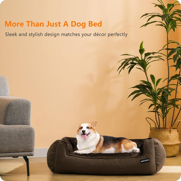 Ліжко для собак, лежанка для собак, подушка для собак, корзина для собак. Знімне та пральне, коричневого кольору, 90 x 75 x 25 см