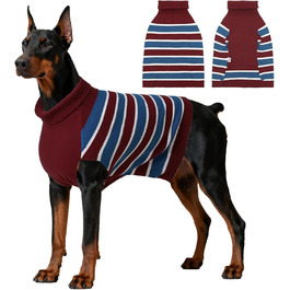 Пуловер для собак великих порід, теплий халат для домашніх тварин, пуловер з високим коміром для осені та зими, в'язаний для Golden Retriever, Labrador, Dobermann, червоний, Getaway Solids