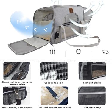Складана переноска для собак та котів PJDDP, чорна. З плечовим ременем та м'якою підстилкою