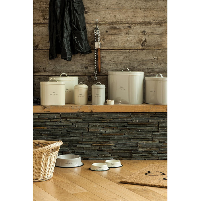 Металева ємність для корму для тварин Premier Housewares з ложкою, 6,5 л, кремова, оцинкована сталь
