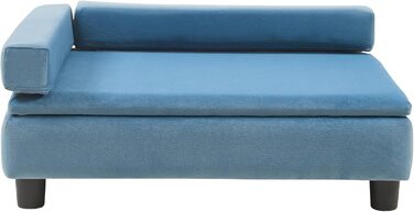 Ліжко для собак та котів en.casa Salkonssad з ящиком для зберігання, 60 x 45 x 24 см, блакитний велюр