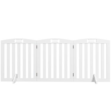 PawHut Barrier Dog 3 частини, 155 x 61 см складні ворота з 2 опорними ніжками, окремо стоячі ворота для собак, сходові ворота для середніх собак, для передпокою, сходи, білий | Аосом