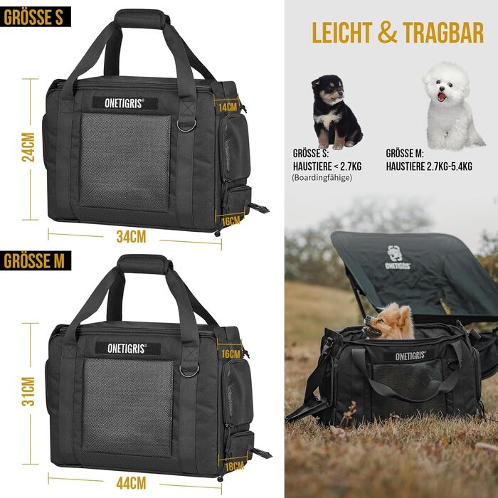 Транспортна сумка для собак OneTigris, переноска для котів та цуценят до 5 кг, M 2.0