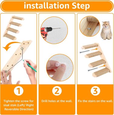 Кліматична стіна для котів DAJAVE з 8 сходинок, з джютового мотузка, для ігор та лазіння (до 20 кг)