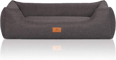 Книфелвуфф Лотте: собаче ліжко з велюру, ручної роботи, XXL (120 x 85 см), знімний чохол, для великих, середніх та маленьких собак (сірий)