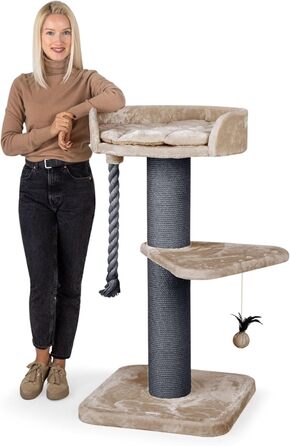 Дерево для котів HAPPYPET Felix 120 см, стійке, для великих порід, товсті стовпи 18 см, натуральний сизаль