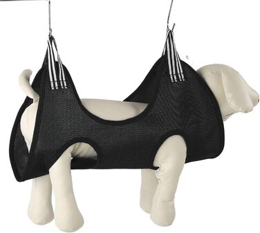 Гамак для грумінгу собак EVTSCAN, чорний, S. З набором для догляду за тваринами: щітка для вичісування та ножиці для стрижки нігтів