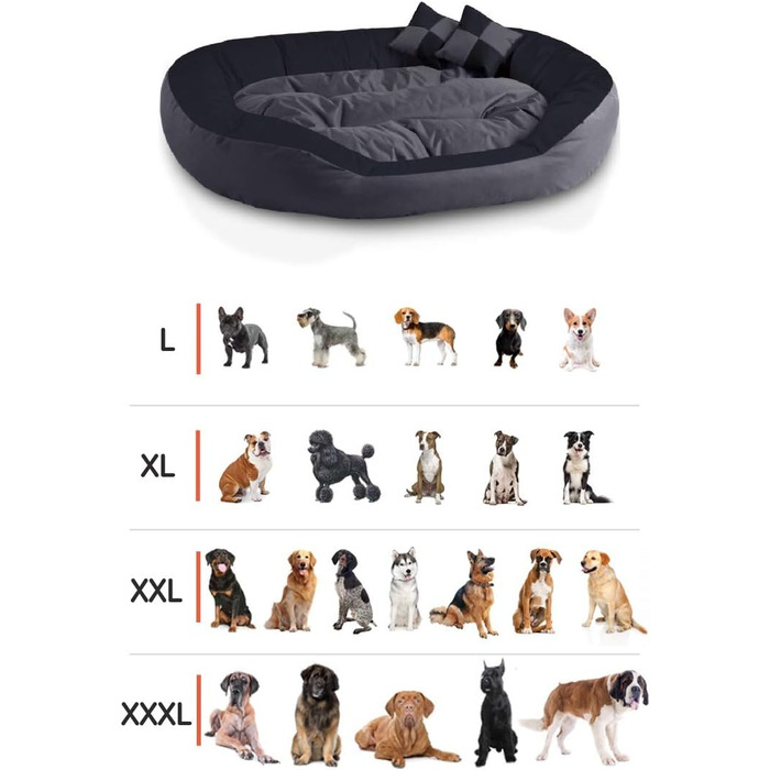 BedDog® Hundebett SABA 4в1: овальне/кругле, велике, з бортиком, XL, мокко (чорний/коричневий), 85x70x23 см