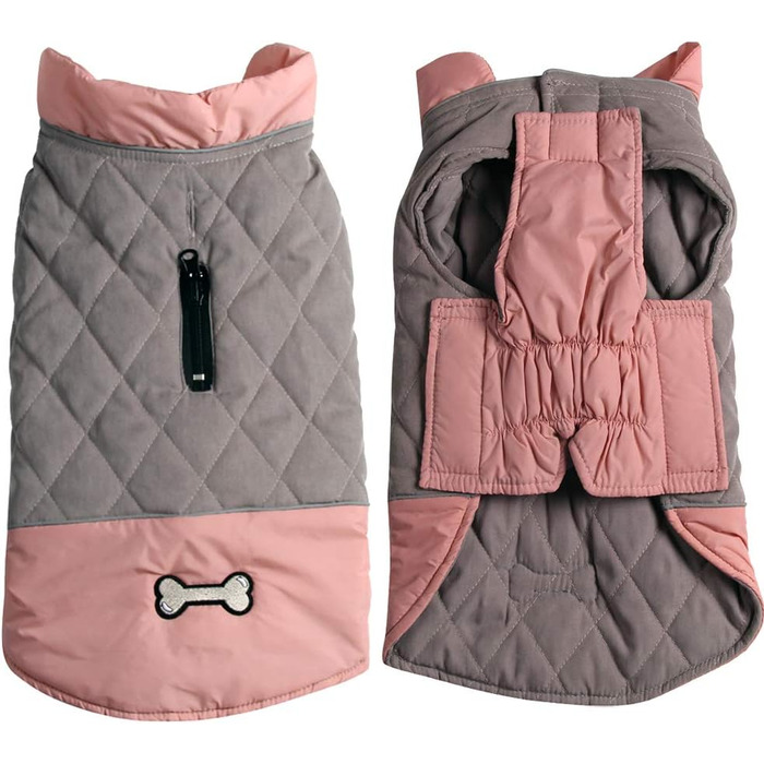 Водонепроникний теплий дощовик для собак, XS, рожевий/сірий (1 шт.)