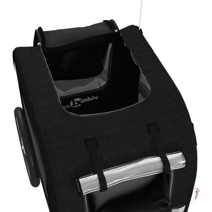 Фургон для собак VidaXL - чорний, 45 кг, з прапором та відбивачами, 69 x 133.5 x 73.5 см