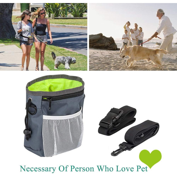 Сумка для ласощів для собак Hanwell з дозатором для прибирального інвентарю, водонепроникна, сіра