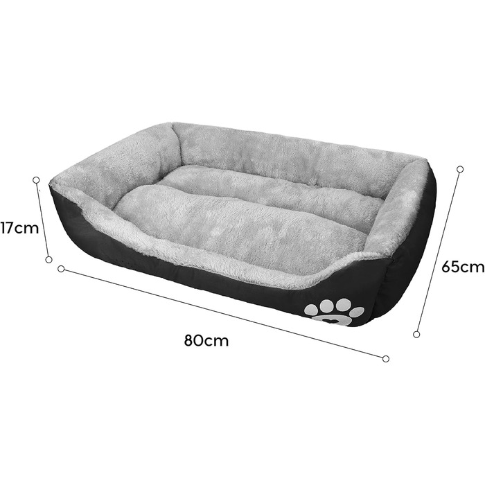 Ліжко для собак Lucky 70см, чорне: м'яке, затишне, для середніх собак, підходить для прання