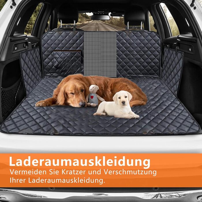 Захист для заднього сидіння авто для собак - водовідштовхуючий, антикіготок, універсальний, з боковими захистами та віконцем - чорний
