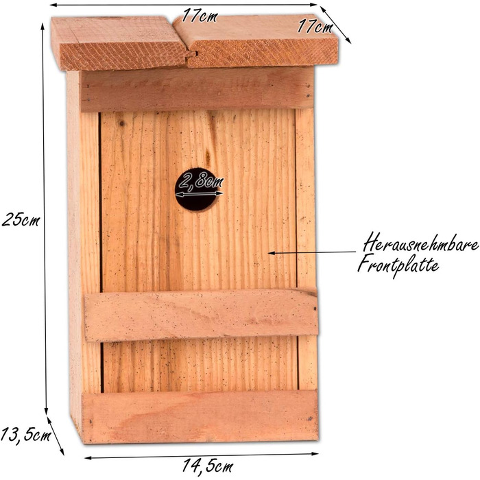 Дерев'яний шпаківня BigDean для синиць, 3 шт., 25x14,5x12 см, отвір 28 мм