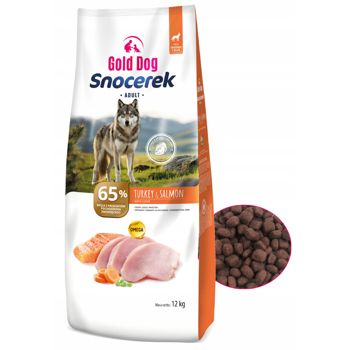 Сухий корм для собак Gold Dog Snocerek 12кг (індичка, лосось, овочі) для суглобів