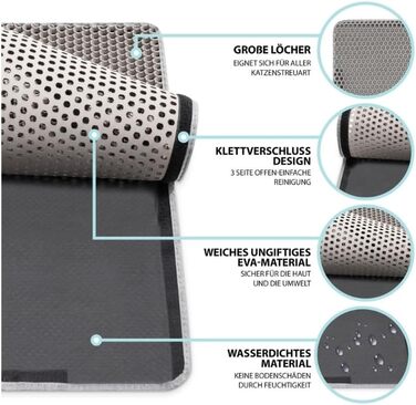 Matte Plazzid® для котячого туалету: XXL, 90x60 см, сіра, водонепроникна, з кріпленням