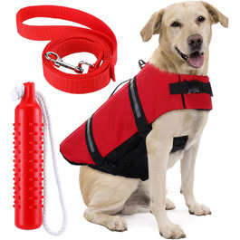 Регульований жилет для плавання собак з світловідбиваючими смугами, жилет для плавання собак з високою плавучістю та рятувальним ручкою, жилет для плавання собак, рятувальний жилет з повідком та іграшкою для собак