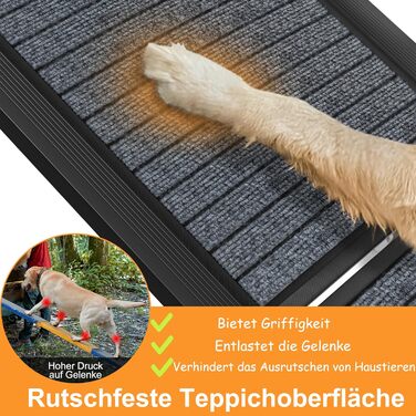 Рампа для собак Hunderampe 157 см: складана, для автомобіля, до 110 кг, з антиковзким покриттям та зручною ручкою (чорна)