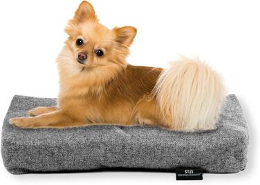 Лежанка для собак Rohrschneider з мискою, сіра, 47 x 30 x 7 см | Лежанка для собак та котів з антиковзаючою основою, Made in EU