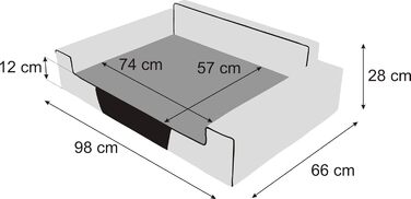 Крісло-ліжко для собак XL, чорне, знімний чохол, 98x66 см