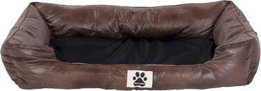 Ліжко для собак DeluxePet 'Schlummer' 100x70 з штучної шкіри, 2в1 з поворотним матрацом, для великих собак, коричневе