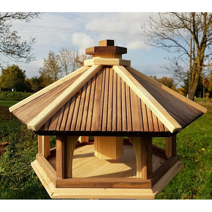 Годівниця для птахів шестикутна з дерева Vogel Futter Haus