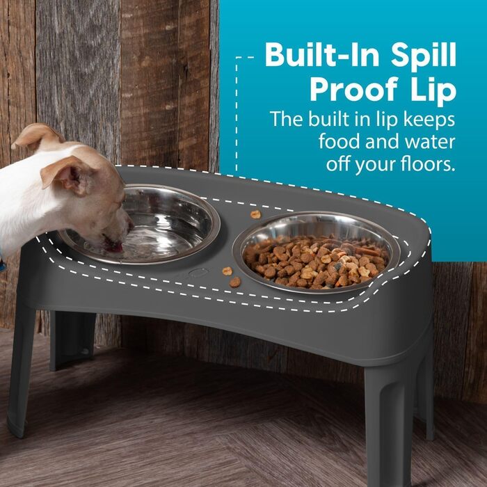 Набір з 2 підіймальних мисок для собак Iris Ohyama PEF-L, сірий, L29 x B57 x H31 см