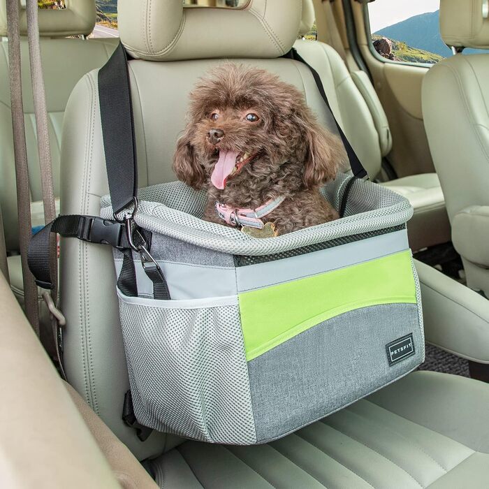 Транспортна сумка для собак та котів Petsfit: рюкзак, переноска, складана, сіра+зелена