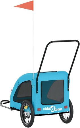 Причіп для собак vidaXL, блакитний, 45 кг, Oxford-Gewebe, з прапором та відбивачами