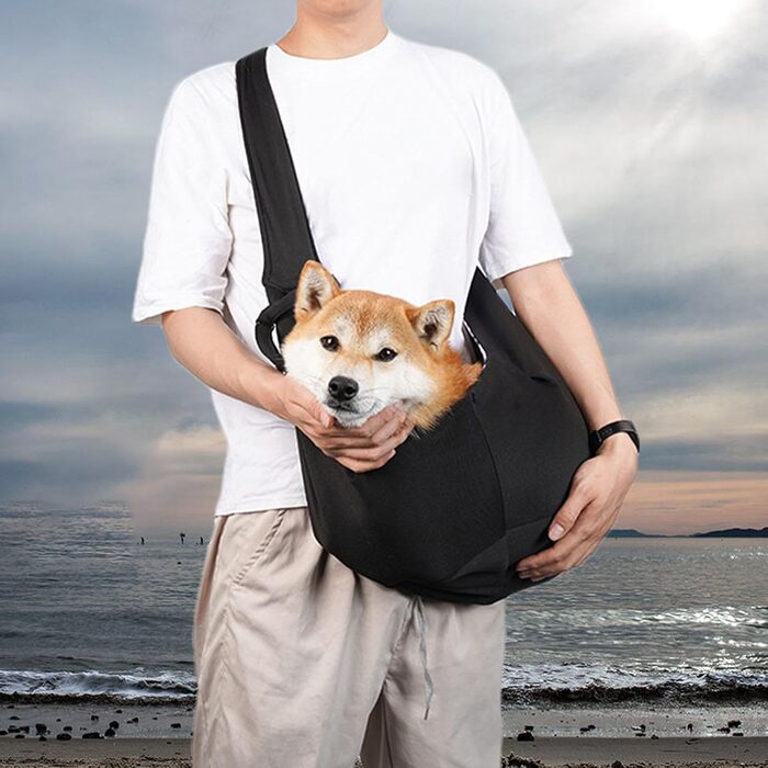 Сумка-переноска для собак, ручна, безпечний переносний ремінь для собак, регульована сумка-переноска для маленьких домашніх тварин, переноска для собак для подорожей, прогулянок на відкритому повітрі, чорна