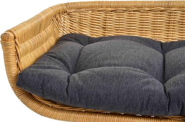 Ексклюзивний плетений лежак для собак/кішок з ротангу, великий (XL), з подушкою, Honey