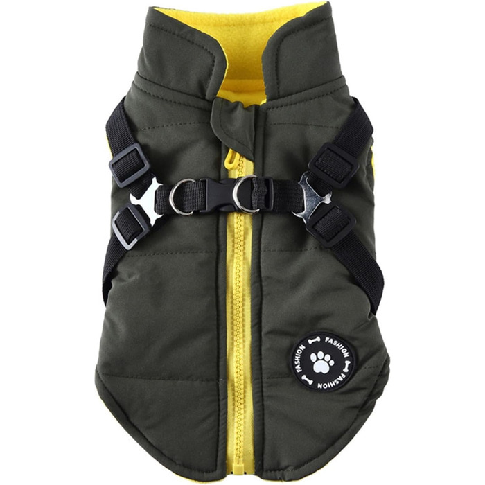 Зимовий пуховик для собак, тепла флісова куртка, водовідштовхувальна, утеплена, для цуценят та собак різних розмірів (зелений, XS)