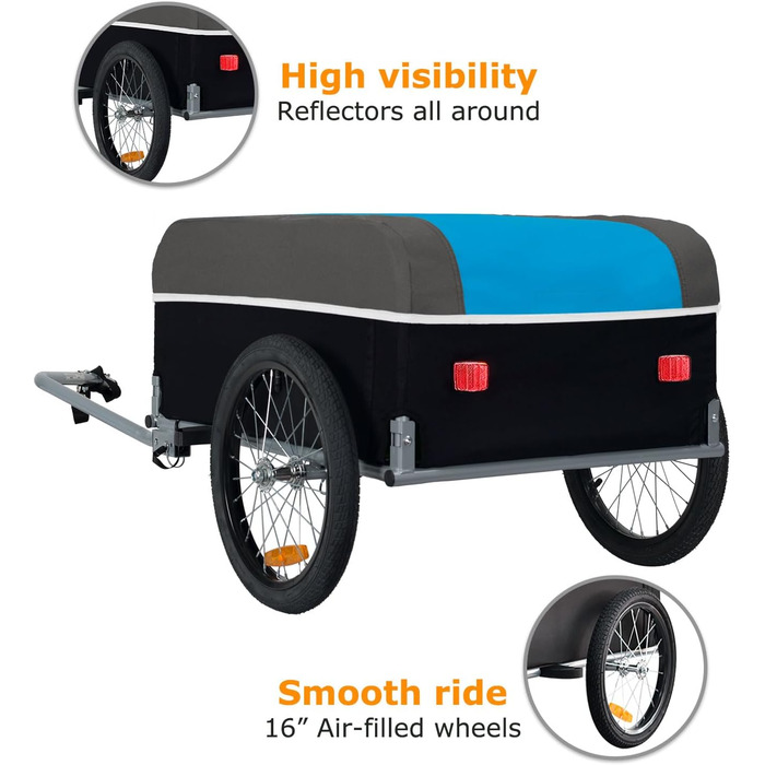 Фарбований вантажний причіп Tiggo Cargo II, 130 літрів, складаний, зелений (блакитний)