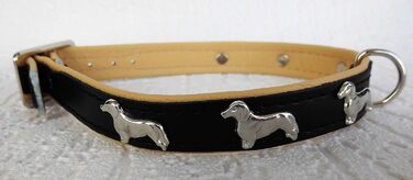 Ліденячий нашийник для собак DACKEL, шкіряний, обхват шиї 28-32/30-36/36-41 см, Чорний - Бежевий, НОВИЙ
