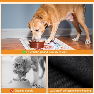 Килимок для годування собак Kooltail, вбираючий, швидковисихаючий, з водонепроникним гумовим покриттям, 12'x20' (1 шт.), квітковий принт