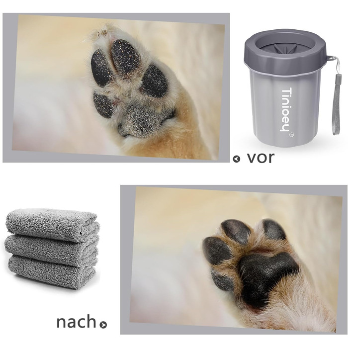 Очисник лап для собак з рушниками (3 шт.) | Аксесуар для собак середніх порід | Очисник лап | Розмір M, сірий