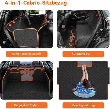 Захист для автосидіння для собак GlobalTrend – водовідштовхувальний, нековзний, 4-в-1 з боковими захистами, захистом від подряпин та кишенями – для собак будь-якого розміру