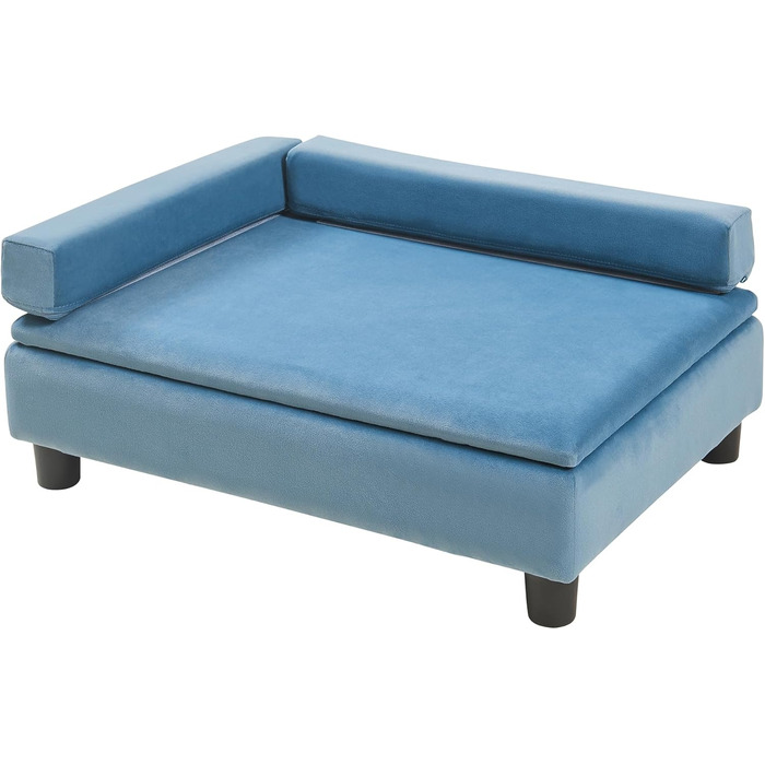 Ліжко для собак та котів en.casa Salkonssad з ящиком для зберігання, 60 x 45 x 24 см, блакитний велюр