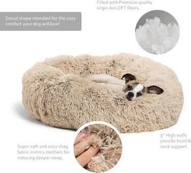 М'яке ліжко для собак та котів, маленьке, зручне, плюшеве, коричневе (60 см), з неслизьким дном, машинного прання