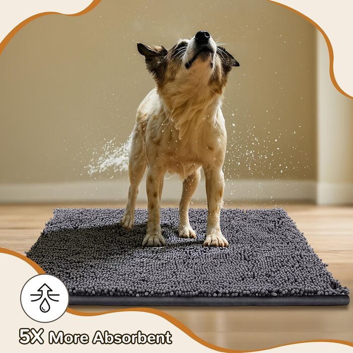 Килимок для собак з мікрофібри: швидковисихаючий, антиковзкий, для дому та вулиці, сірий