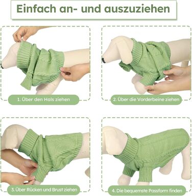 Теплий в'язаний пуловер для собак - тепла сорочка для джек-рассел, французький бульдог, чихуахуа, коргі, зелений, розмір S